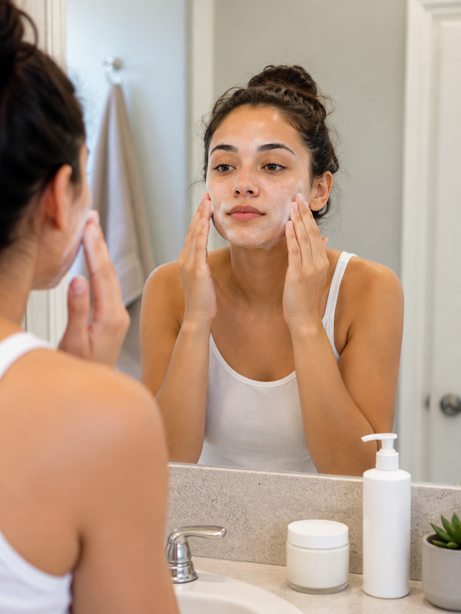 Patient-education visual explaining Self-Care in Acne: Understanding Common Types, Skin-Care Basics, and When to See a Dermatologist about Acne